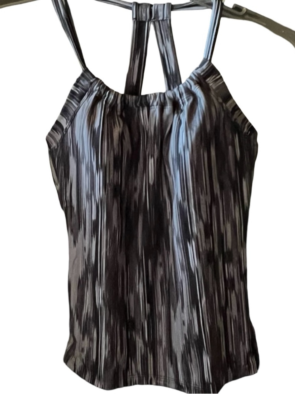 Prana Quinn Black & Gray Striped Halter Tank Top M